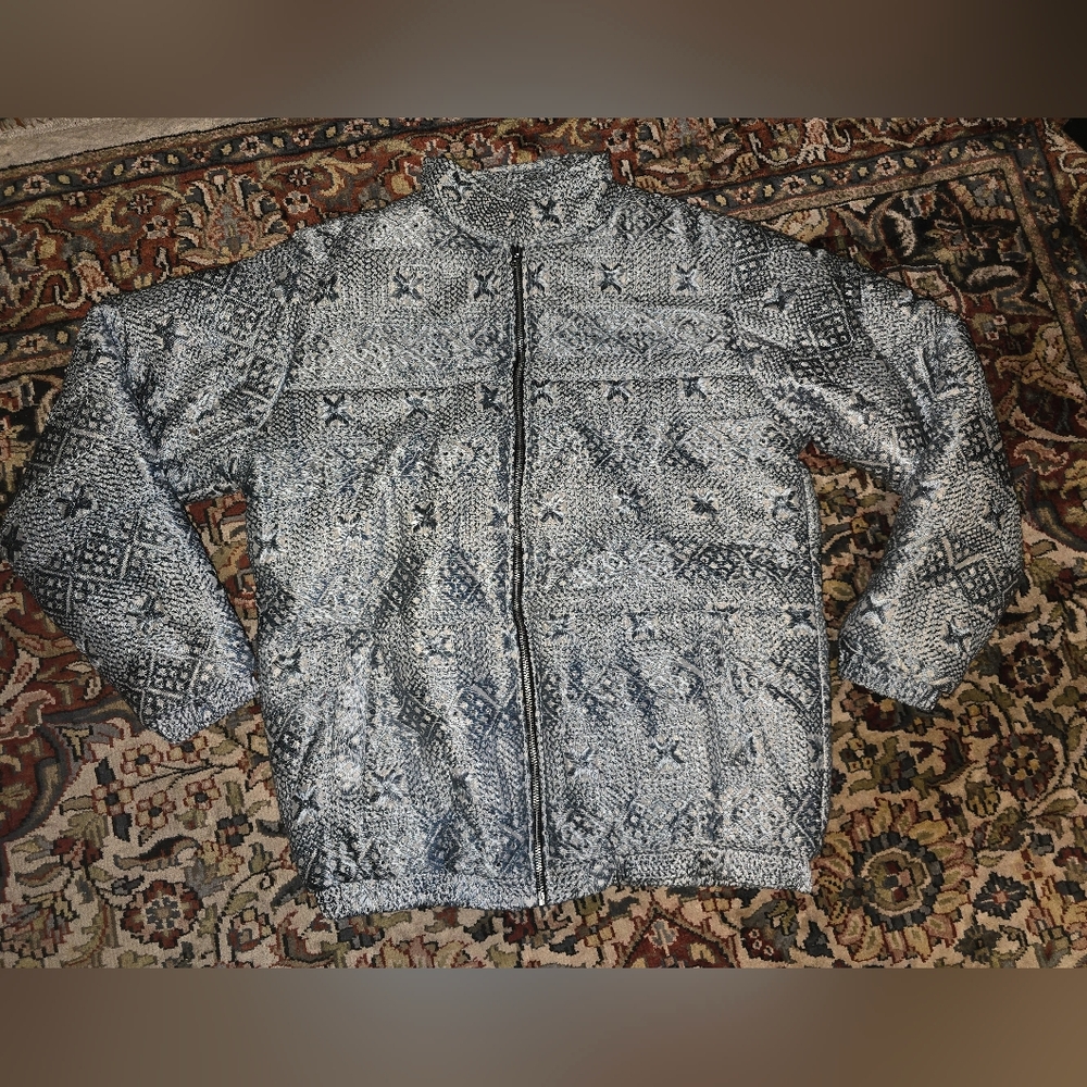 Women's Quilted Pattern Puffer Jacket - Gray/White
